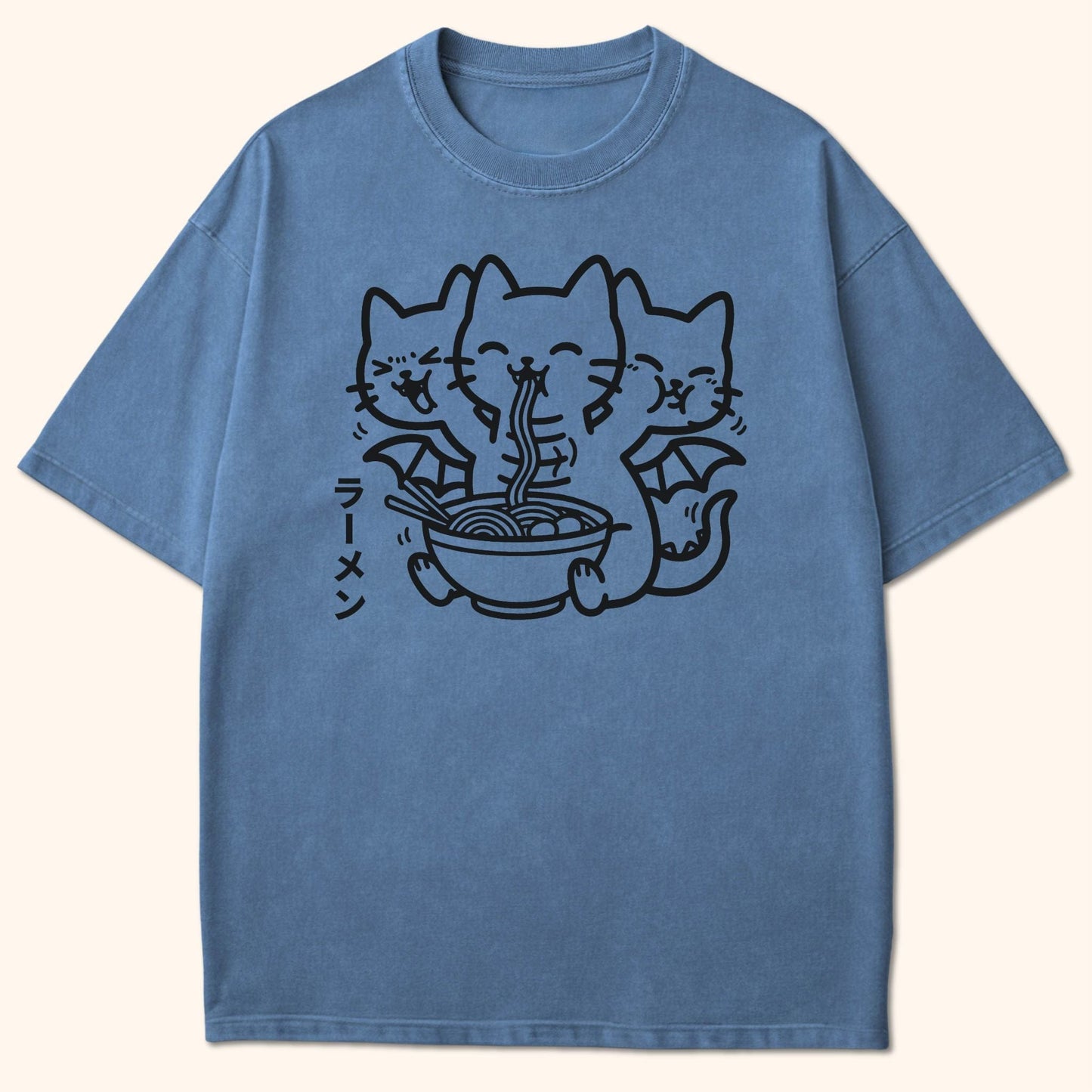 Happy King Nekodorah Ramen T-Shirt Blue Jean / S 23849996274972555746 T-Shirt