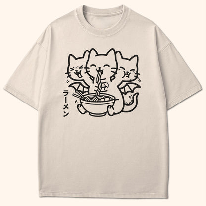 Happy King Nekodorah Ramen T-Shirt Ivory / S 52240481132808297962 T-Shirt