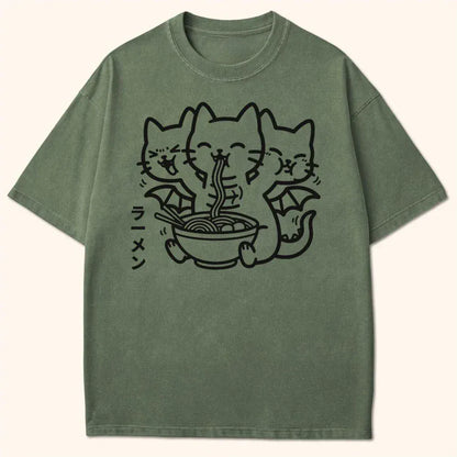 Happy King Nekodorah Ramen T-Shirt Moss / S 23953555138399510114 T-Shirt