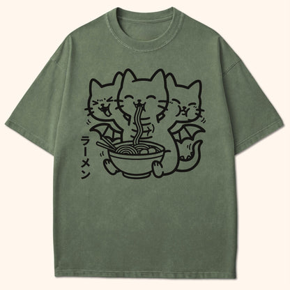 Happy King Nekodorah Ramen T-Shirt Moss / S 23953555138399510114 T-Shirt