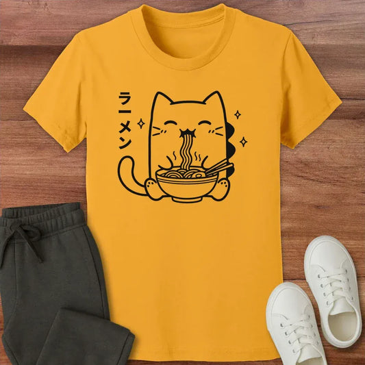 Happy Kyattojira Ramen Kids Tee Gold / S 11111590933138324799 Kids clothes