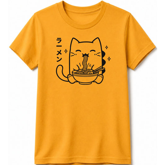 Happy Kyattojira Ramen Kids Tee Gold / S 11111590933138324799 Kids clothes