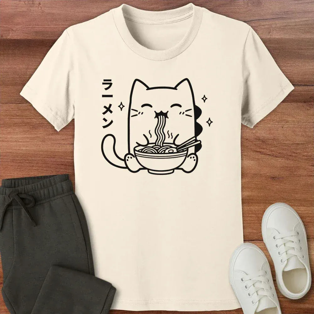 Happy Kyattojira Ramen Kids Tee Natural / S 72500090278395365962 Kids clothes