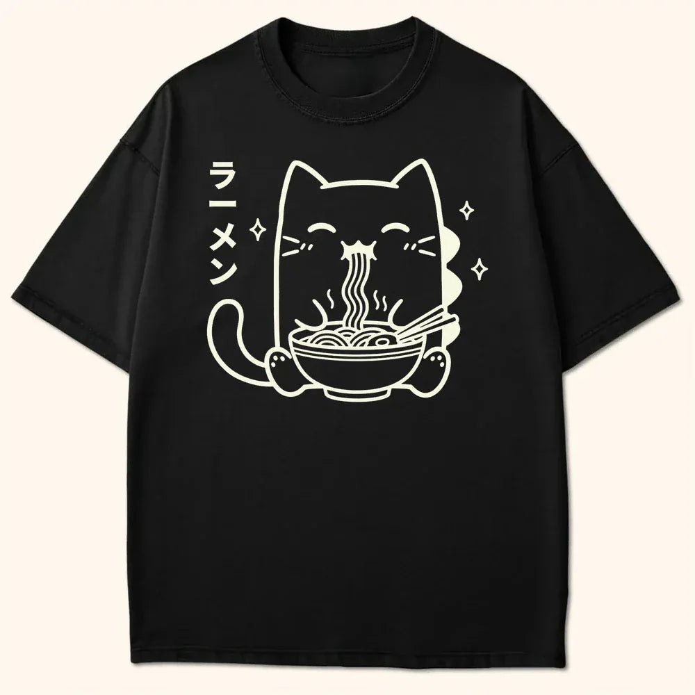 Happy Kyattojira Ramen T-Shirt Black / S 15428803620504430161 T-Shirt