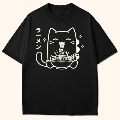 Happy Kyattojira Ramen T-Shirt Black / S 15428803620504430161 T-Shirt