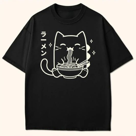 Happy Kyattojira Ramen T-Shirt Black / S 15428803620504430161 T-Shirt