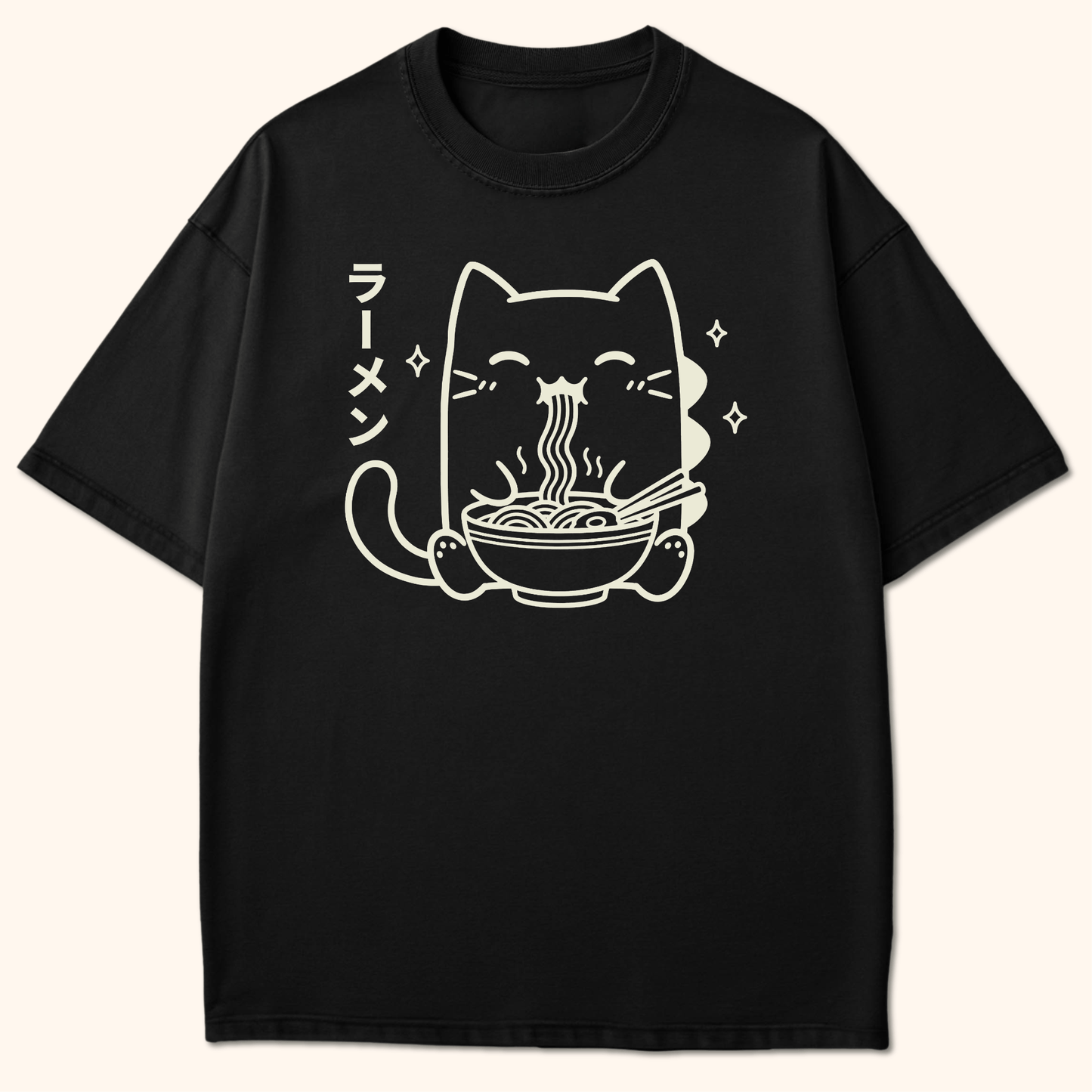Happy Kyattojira Ramen T-Shirt Black / S 15428803620504430161 T-Shirt