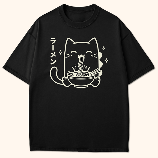 Happy Kyattojira Ramen T-Shirt Black / S 15428803620504430161 T-Shirt