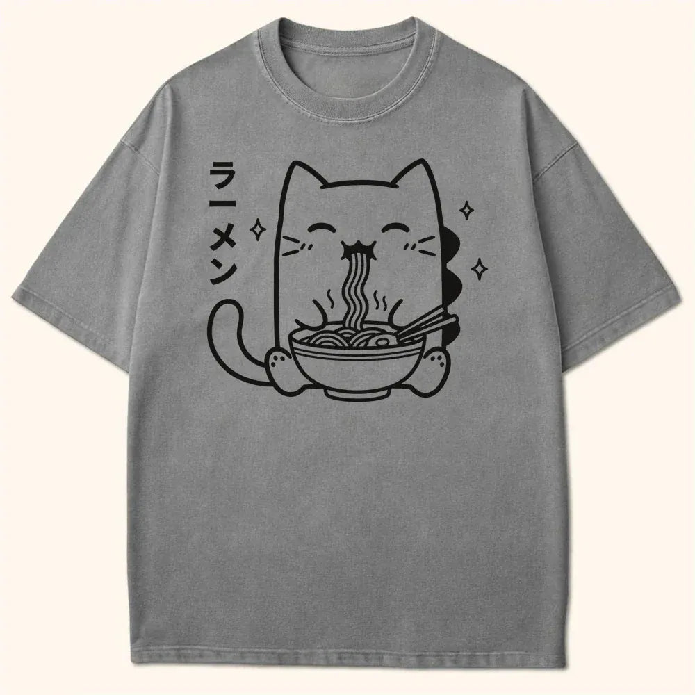 Happy Kyattojira Ramen T-Shirt Grey / S 31545218409208613110 T-Shirt