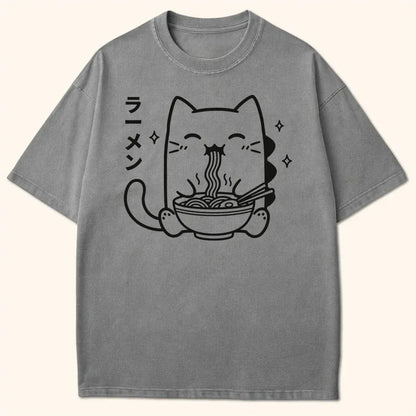 Happy Kyattojira Ramen T-Shirt Grey / S 31545218409208613110 T-Shirt