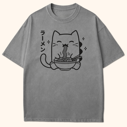 Happy Kyattojira Ramen T-Shirt Grey / S 31545218409208613110 T-Shirt