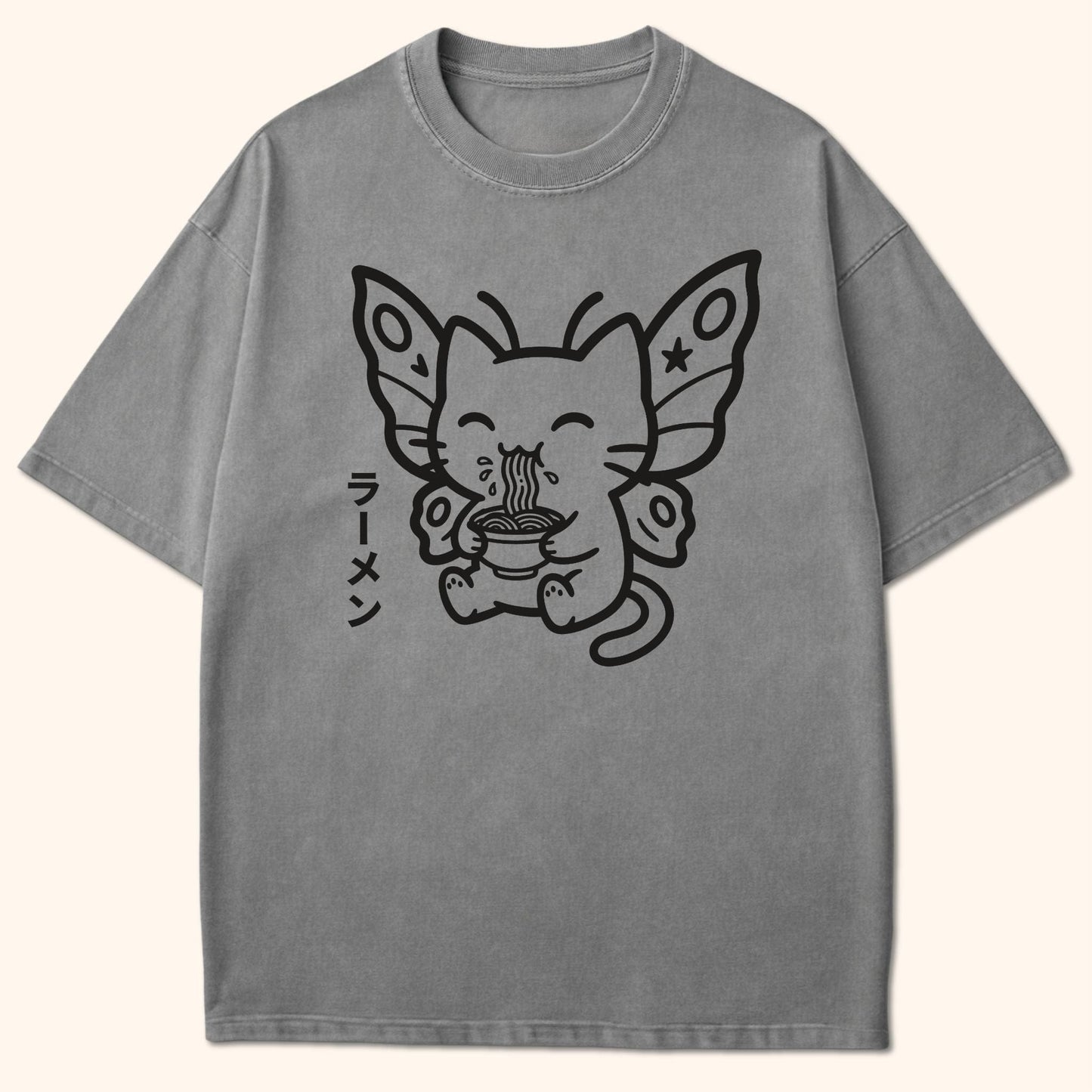 Happy Nyasura Ramen T-Shirt Grey / S 30950335691688331990 T-Shirt