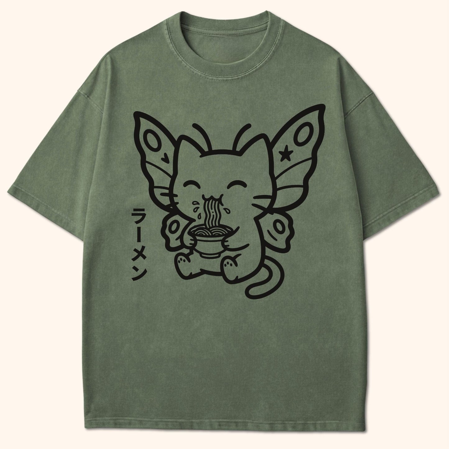 Happy Nyasura Ramen T-Shirt Moss / S 13880297735576806049 T-Shirt