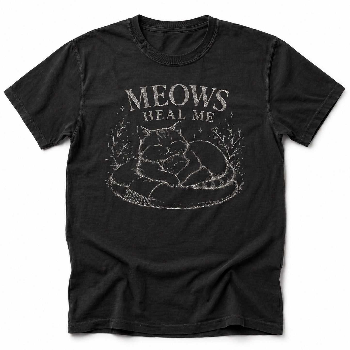 Healing Meow T-Shirt Black / S 21249542883661231166 T-Shirt