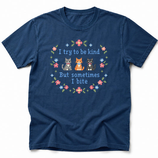 I Try T-Shirt Navy / S 10810271547479702171 T-Shirt