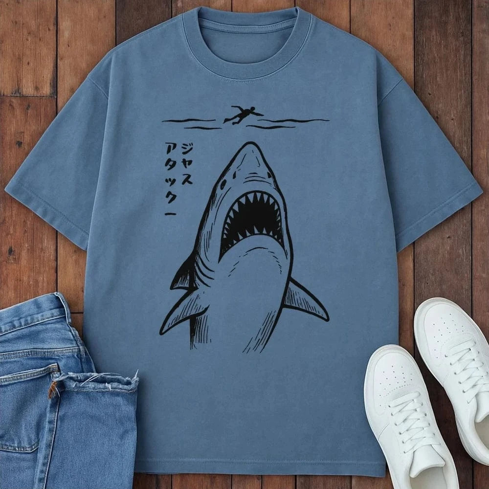 Jasu Attaku T-Shirt Blue Jean / S 22014321442610651505 T-Shirt