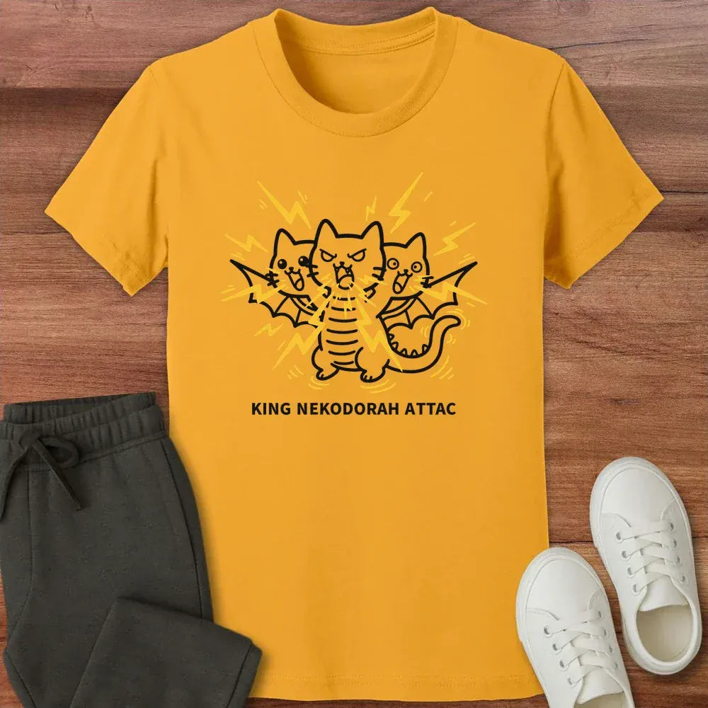 King Nekodorah Attac Kids Tee Gold / S 17664218997537536835 Kids clothes