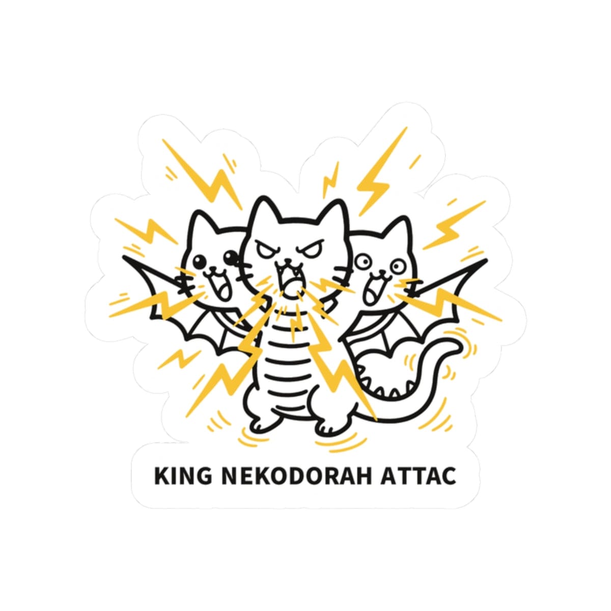 ⚡ King Nekodorah Attac — Mini Sticker (2"x2") 2" × 2" / White 48964425631475745782 Paper products