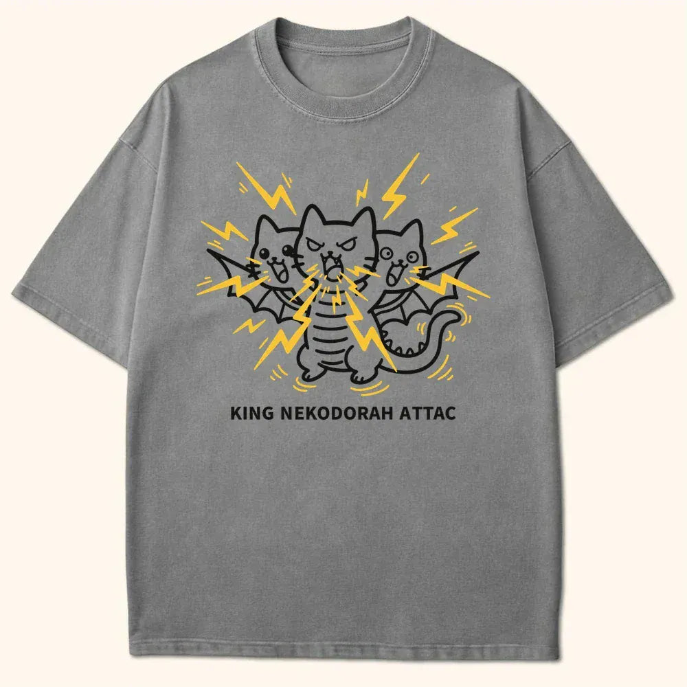 King Nekodorah Attac T-Shirt Grey / S 11761113148903458437 T-Shirt