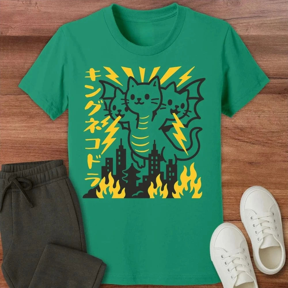 King Nekodorah Kids T-Shirt Kelly / S 32207324532496641020 Kids clothes