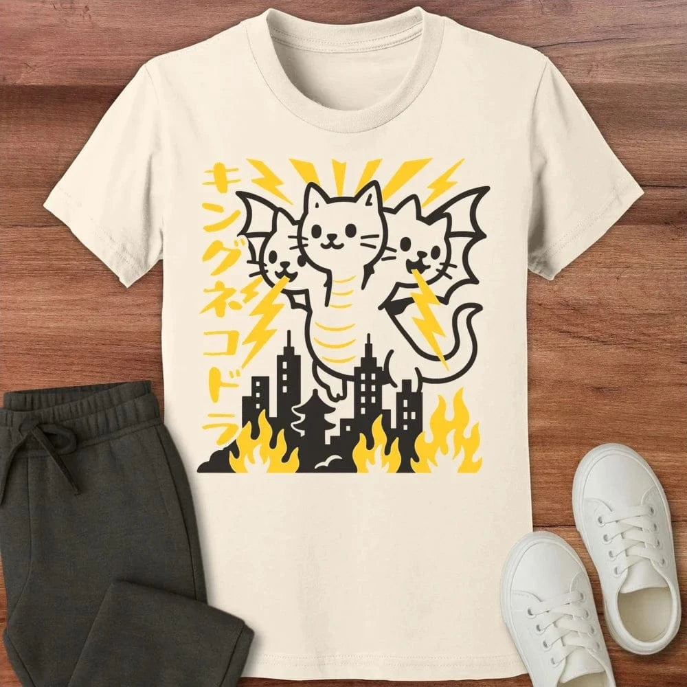 King Nekodorah Kids T-Shirt Natural / S 61785940405148105592 Kids clothes