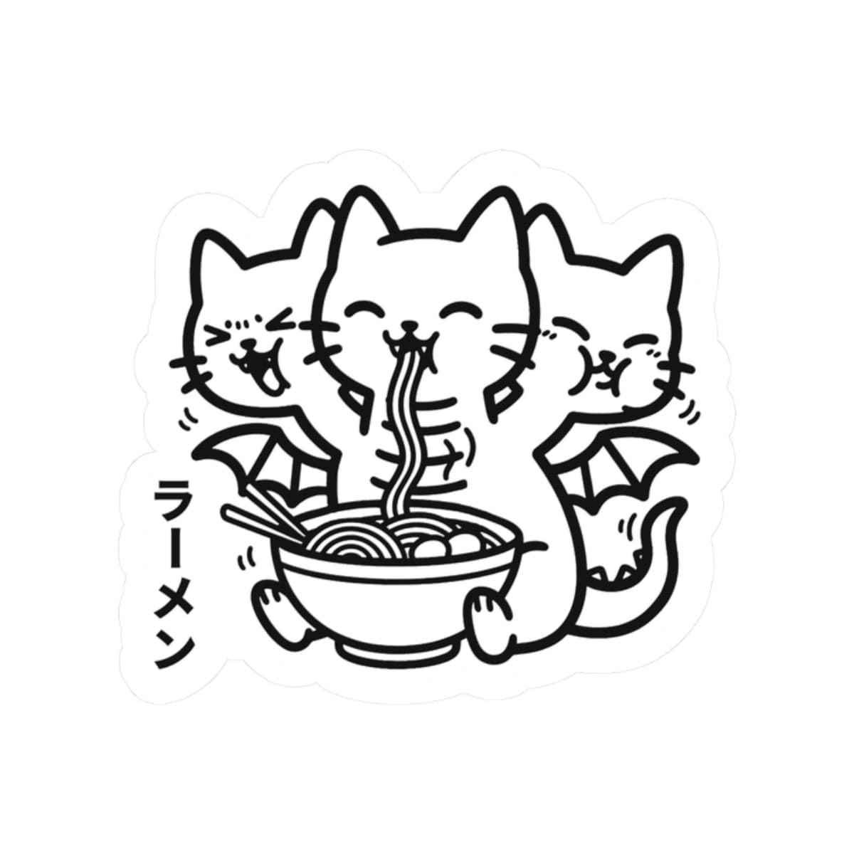 🍥 King Nekodorah Ramen Time — Mini Sticker (2"x2") 2" × 2" / White 22444092033732315033 Paper products