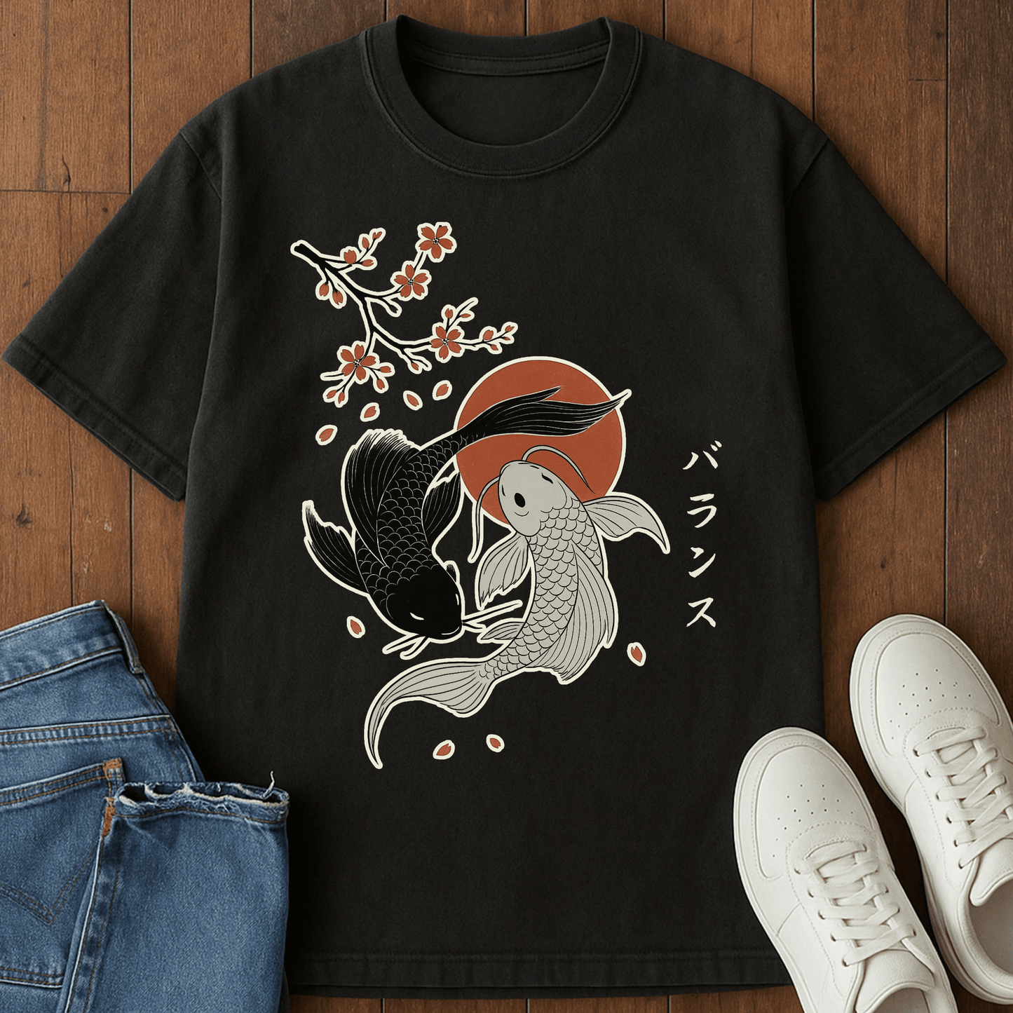 Koi Balance T-Shirt Black / S 30086021146086442120 T-Shirt