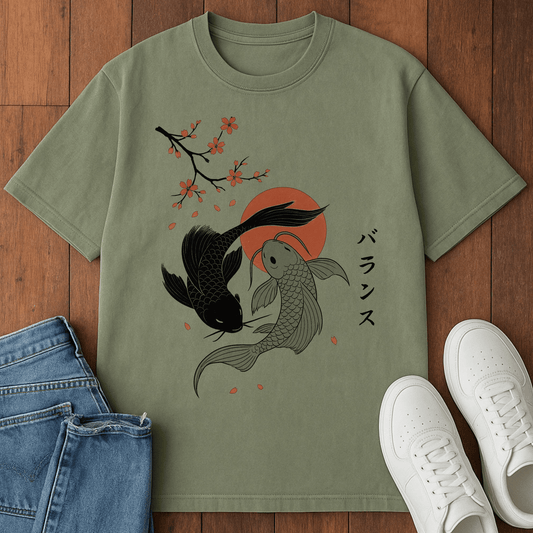 Koi Balance T-Shirt Moss / S 22760429917437040403 T-Shirt