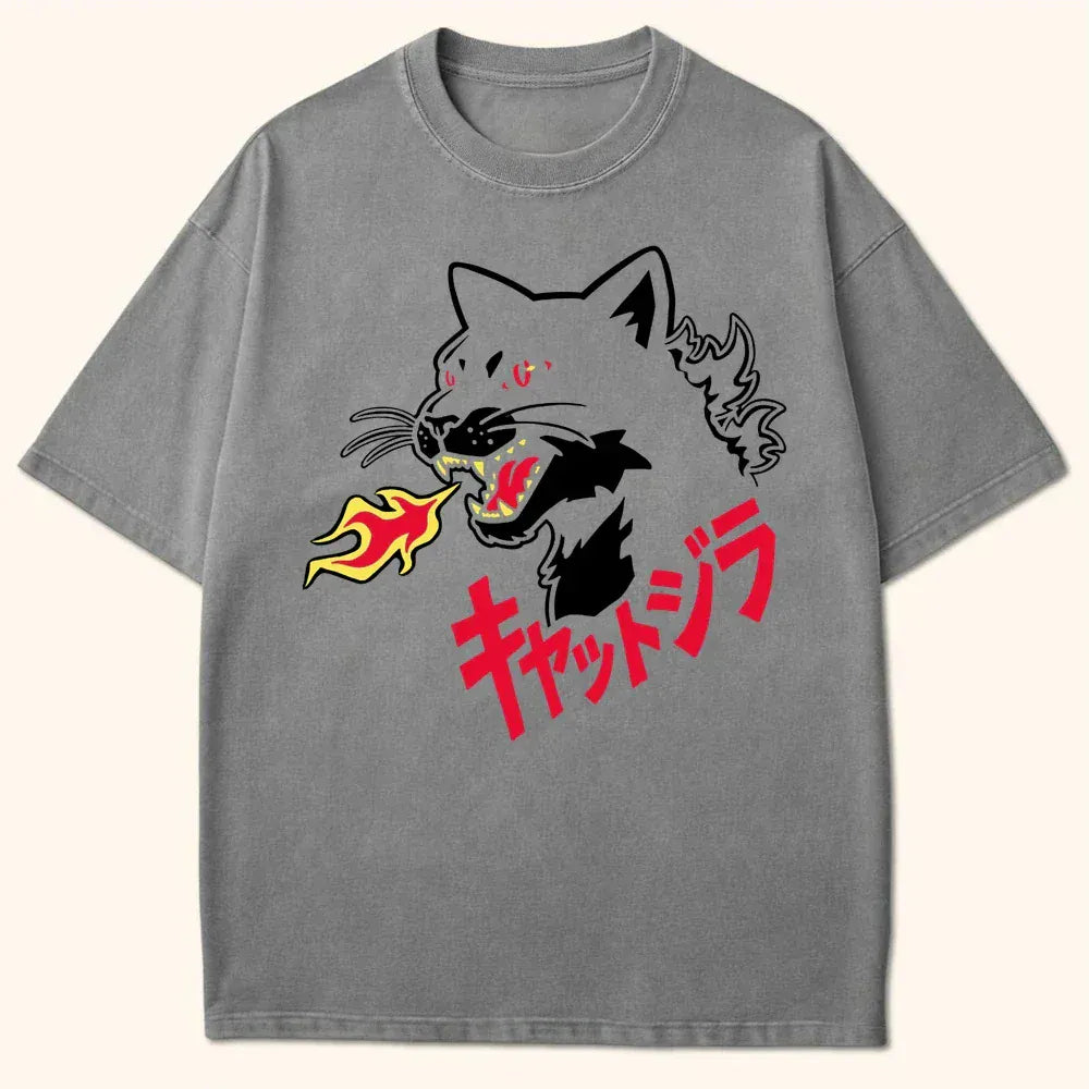 Kyattojira Ablaze T-Shirt Grey / S 28423999726964189733 T-Shirt