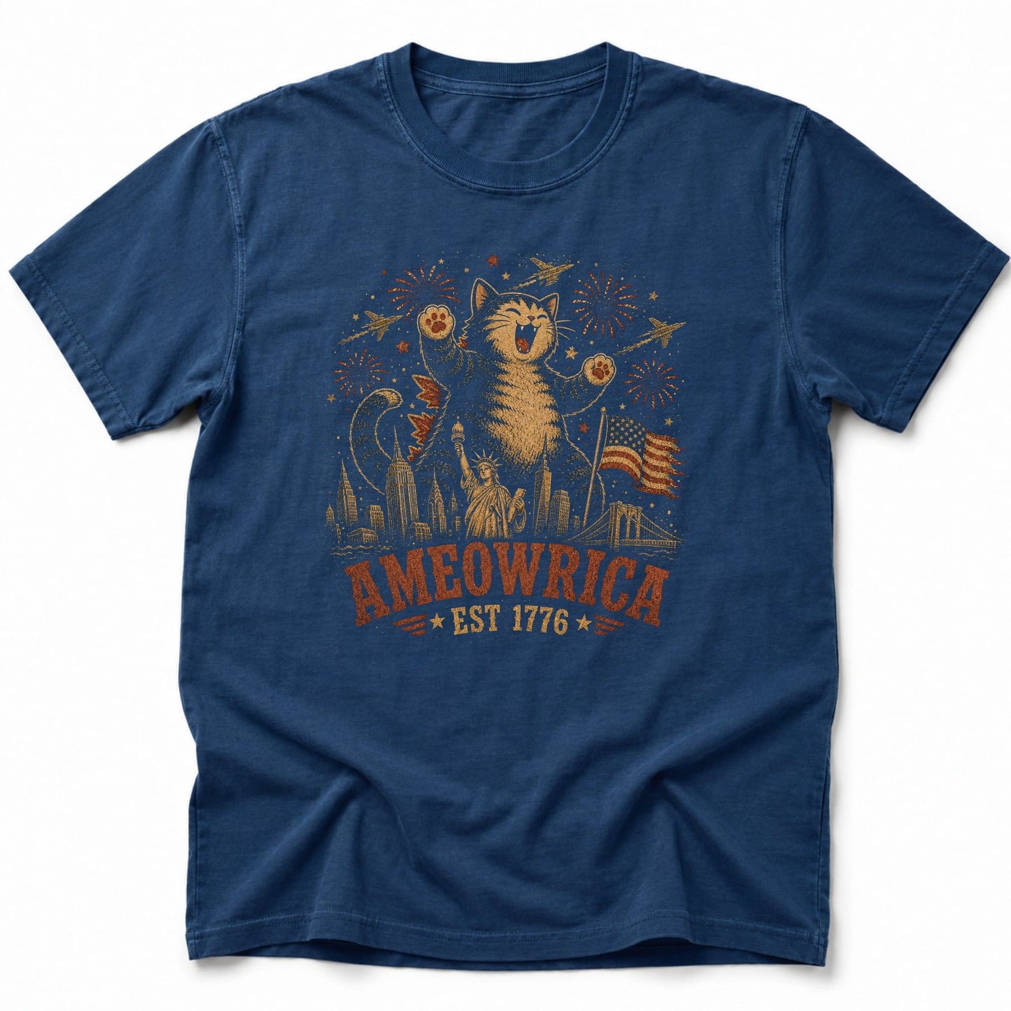 Kyattojira Ameowrica T-Shirt Navy / S 11526914160988367927 T-Shirt