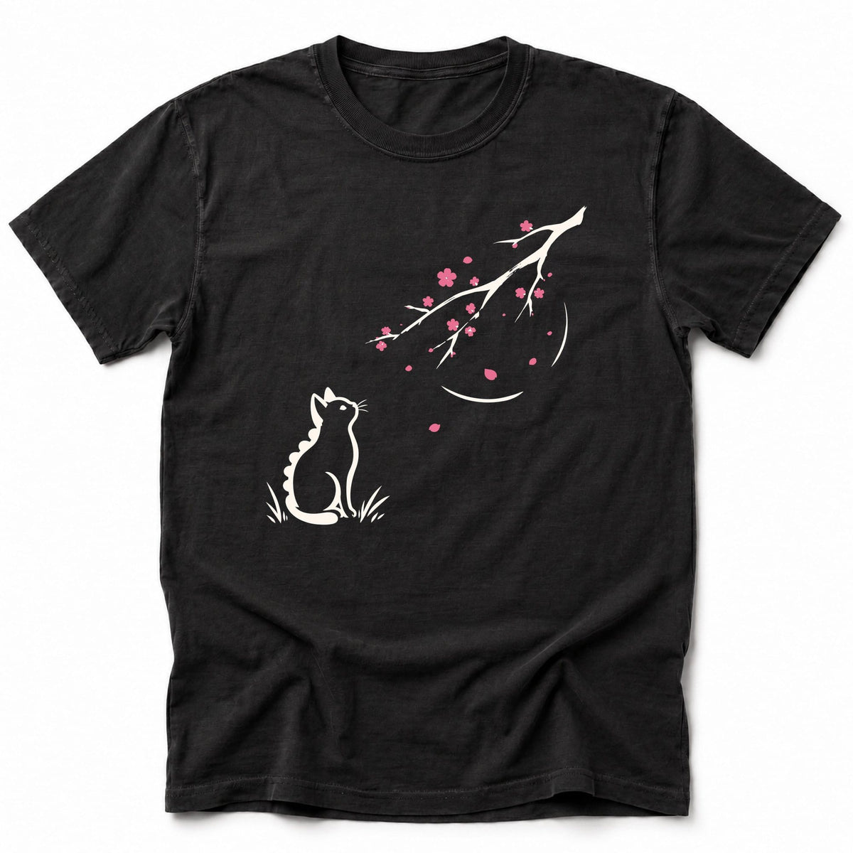 Kyattojira and Blossoms T-Shirt Black / S 21804756603914085368 T-Shirt