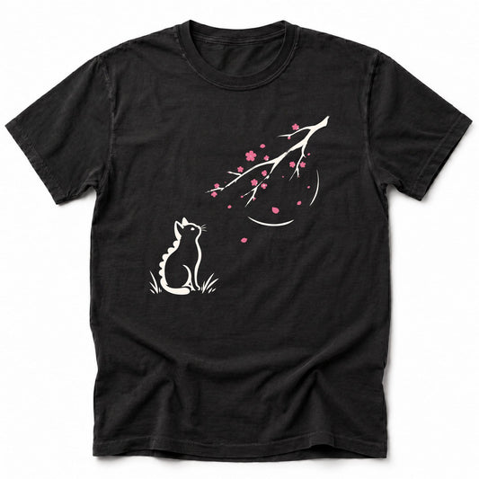 Kyattojira and Blossoms T-Shirt Black / S 21804756603914085368 T-Shirt