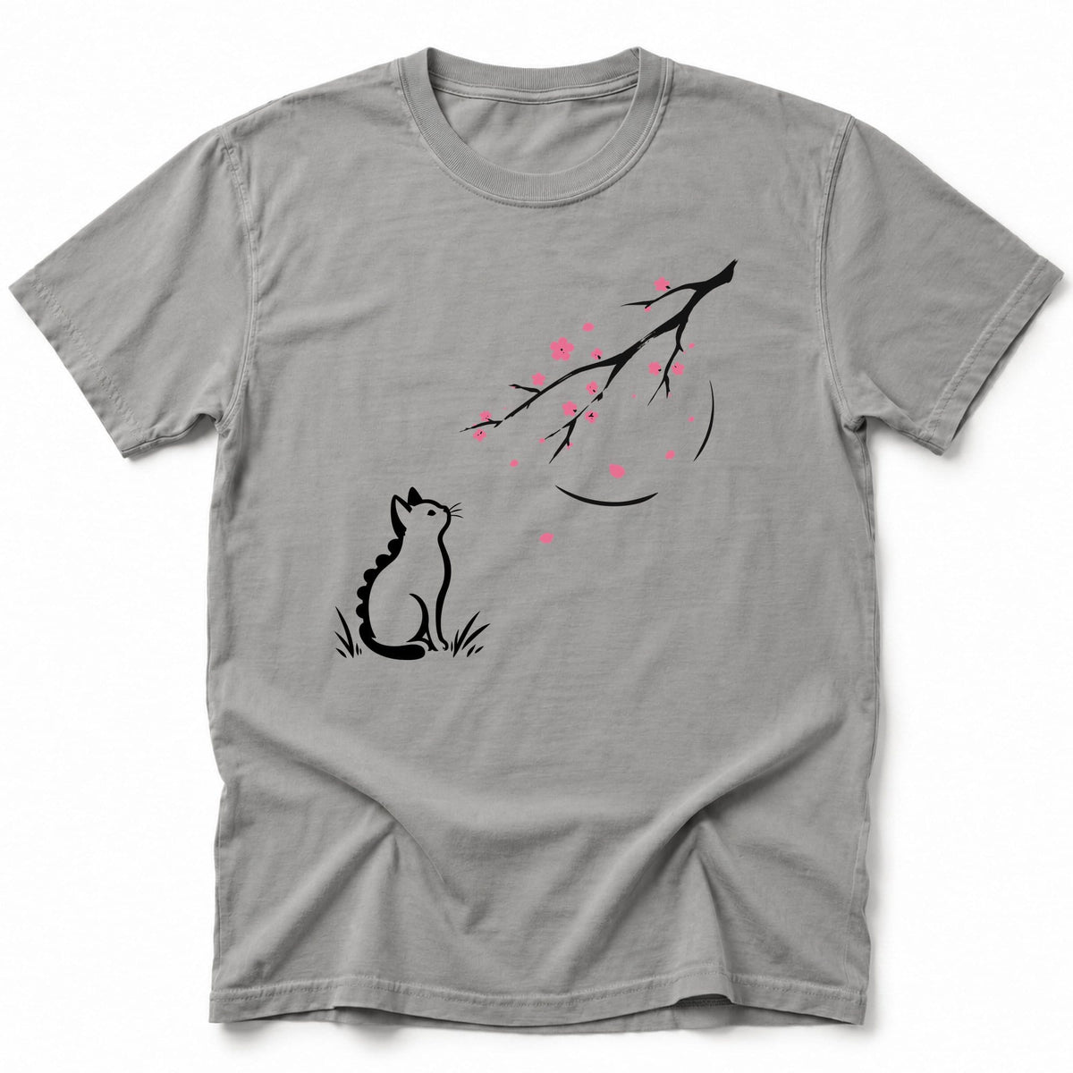 Kyattojira and Blossoms T-Shirt Grey / S 49491436200503177953 T-Shirt