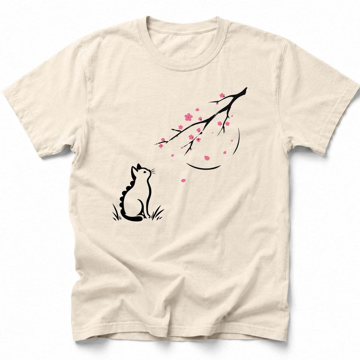 Kyattojira and Blossoms T-Shirt Ivory / S 90148874655061978707 T-Shirt