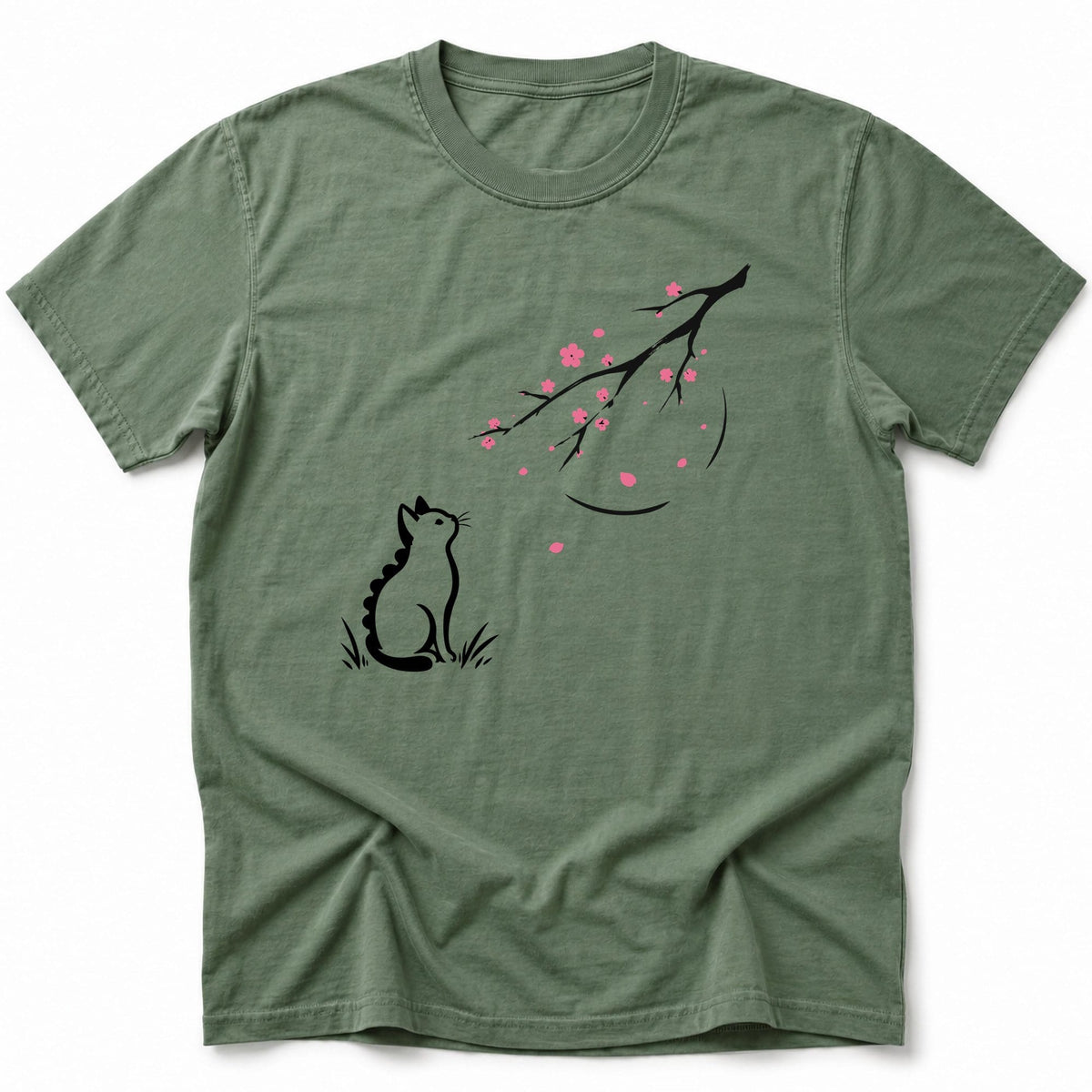 Kyattojira and Blossoms T-Shirt Moss / S 15149063576687019768 T-Shirt