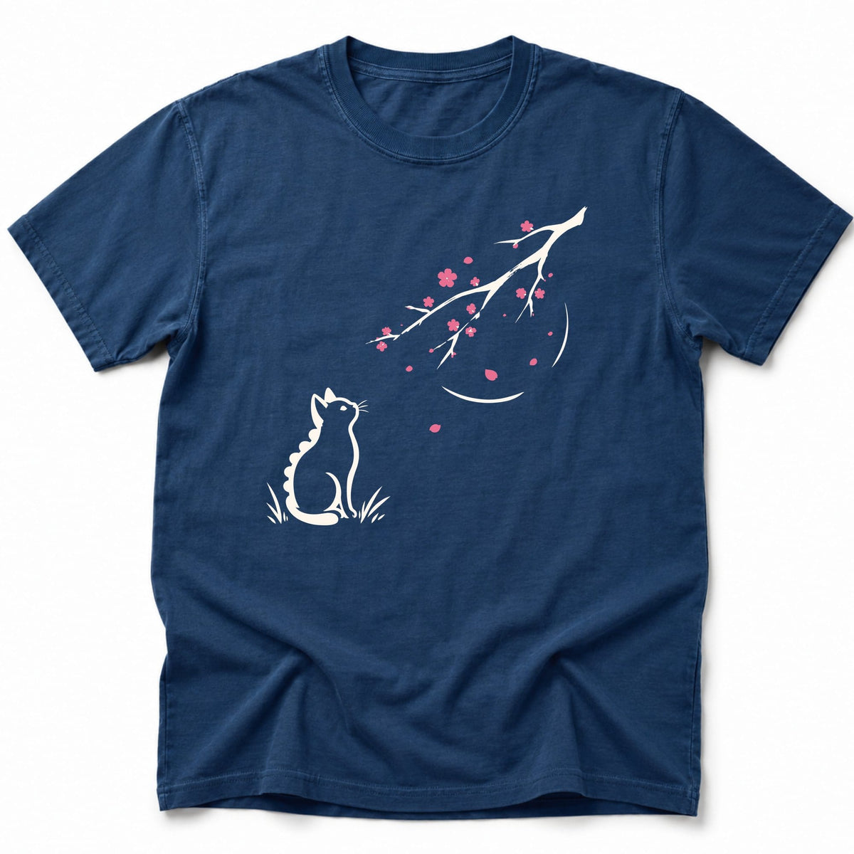 Kyattojira and Blossoms T-Shirt Navy / S 26277191271772838907 T-Shirt