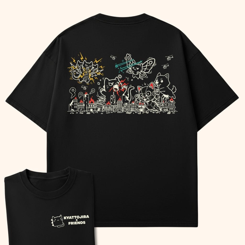 Kyattojira and Friends Clash Back Black / S 18604302616884338562 T-Shirt