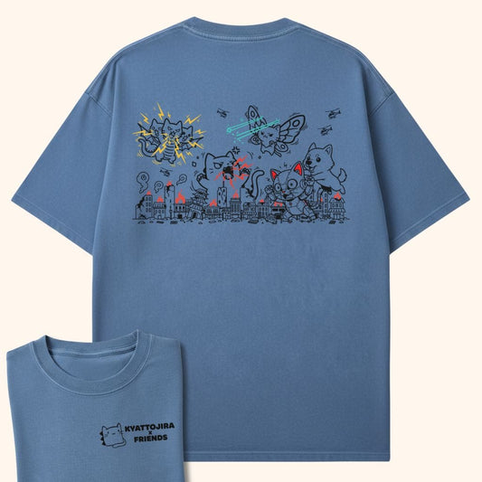 Kyattojira and Friends Clash Back Blue Jean / S 15897036017252092949 T-Shirt