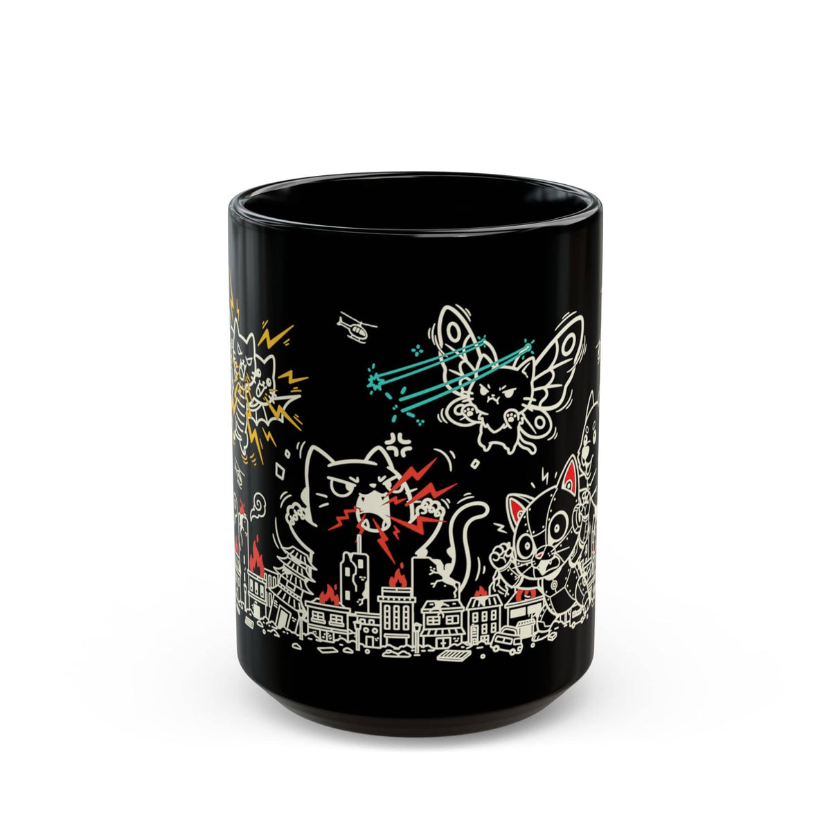 Kyattojira and Friends Clash Black Mug (15oz) 15oz 21067958858322425746 Mug