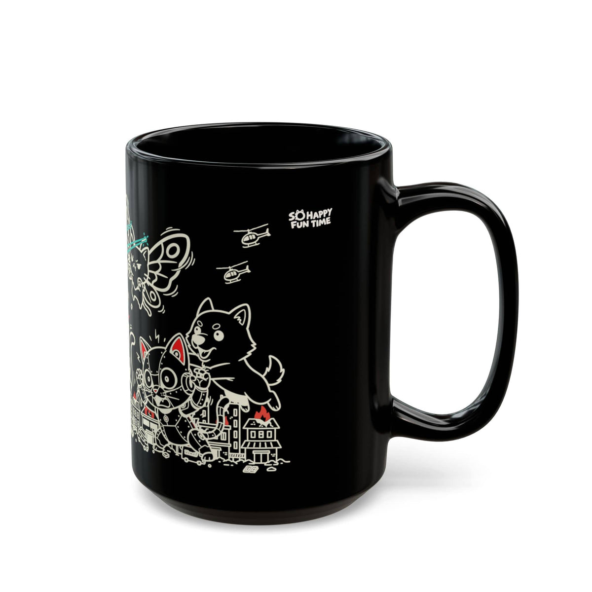 Kyattojira and Friends Clash Black Mug (15oz) 15oz 21067958858322425746 Mug