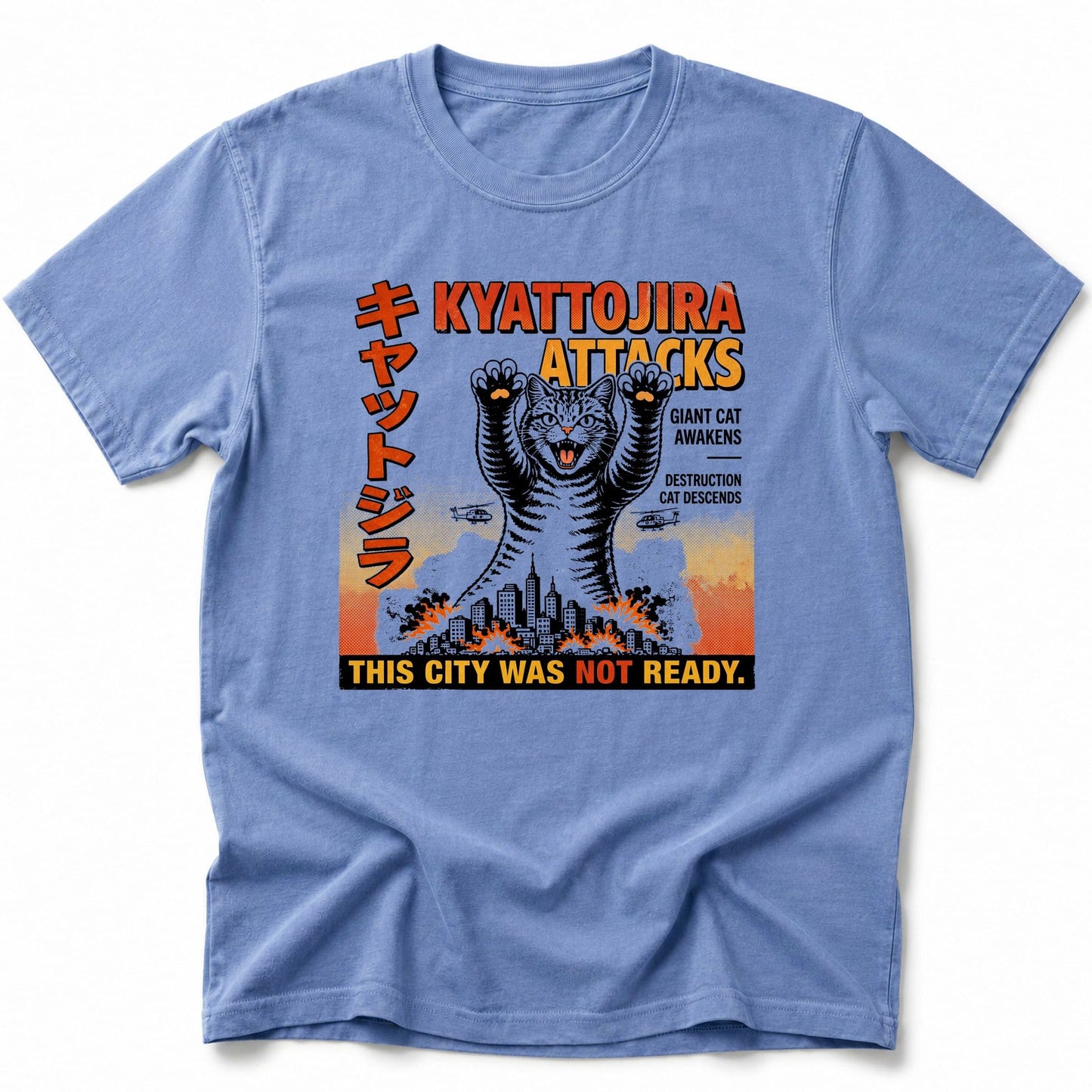 Kyattojira Arises T-Shirt Blue Jean / S 11613604220686553796 T-Shirt