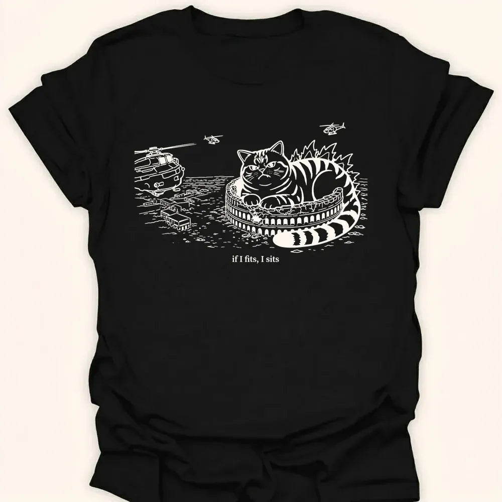 Kyattojira Fits And Sits Everyday Softstyle Tee Black / S 83646823166402082080 T-Shirt