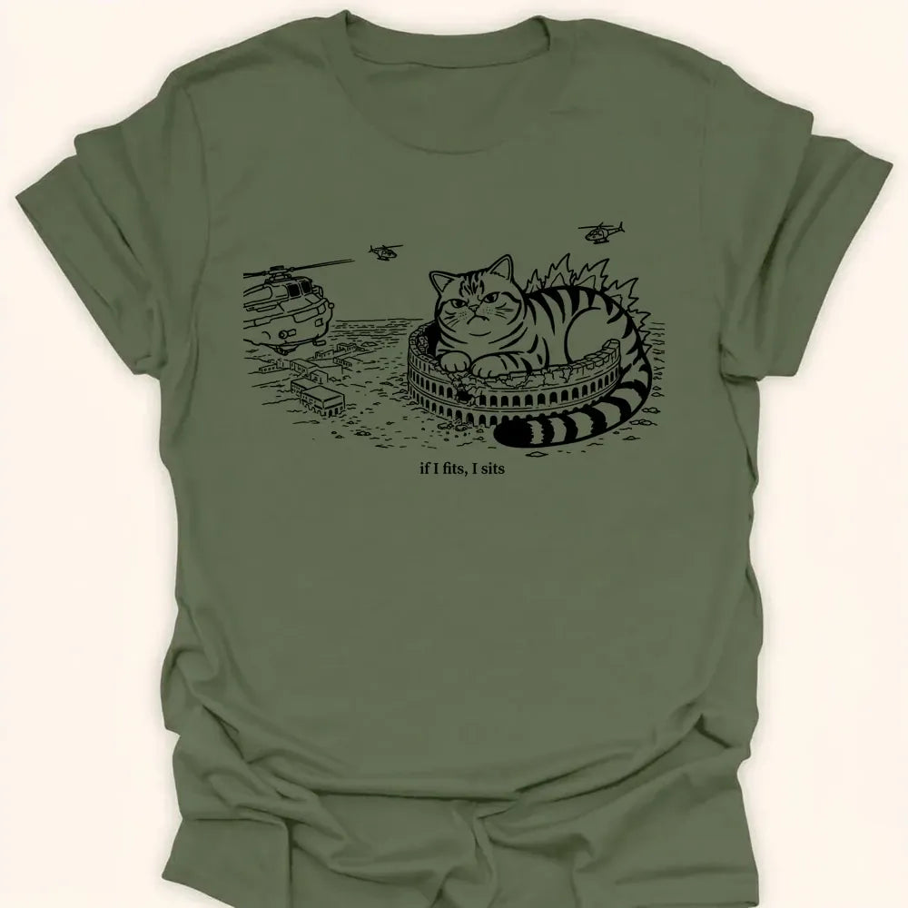 Kyattojira Fits And Sits Everyday Softstyle Tee Military Green / S 37205308996237342335 T-Shirt