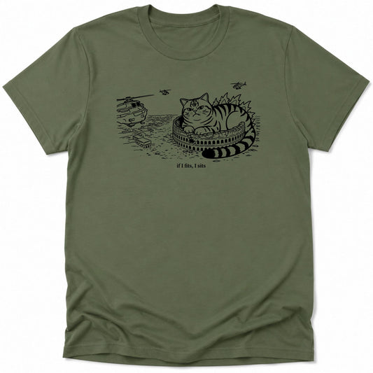 Kyattojira Fits And Sits Everyday Softstyle Tee Military Green / S 37205308996237342335 T-Shirt