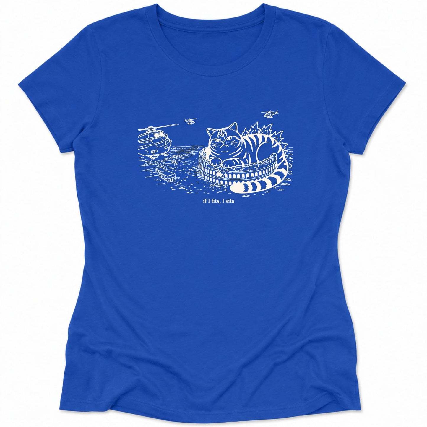 Kyattojira Fits And Sits Womens Tee True Royal / S 24586170275147231899 T-Shirt