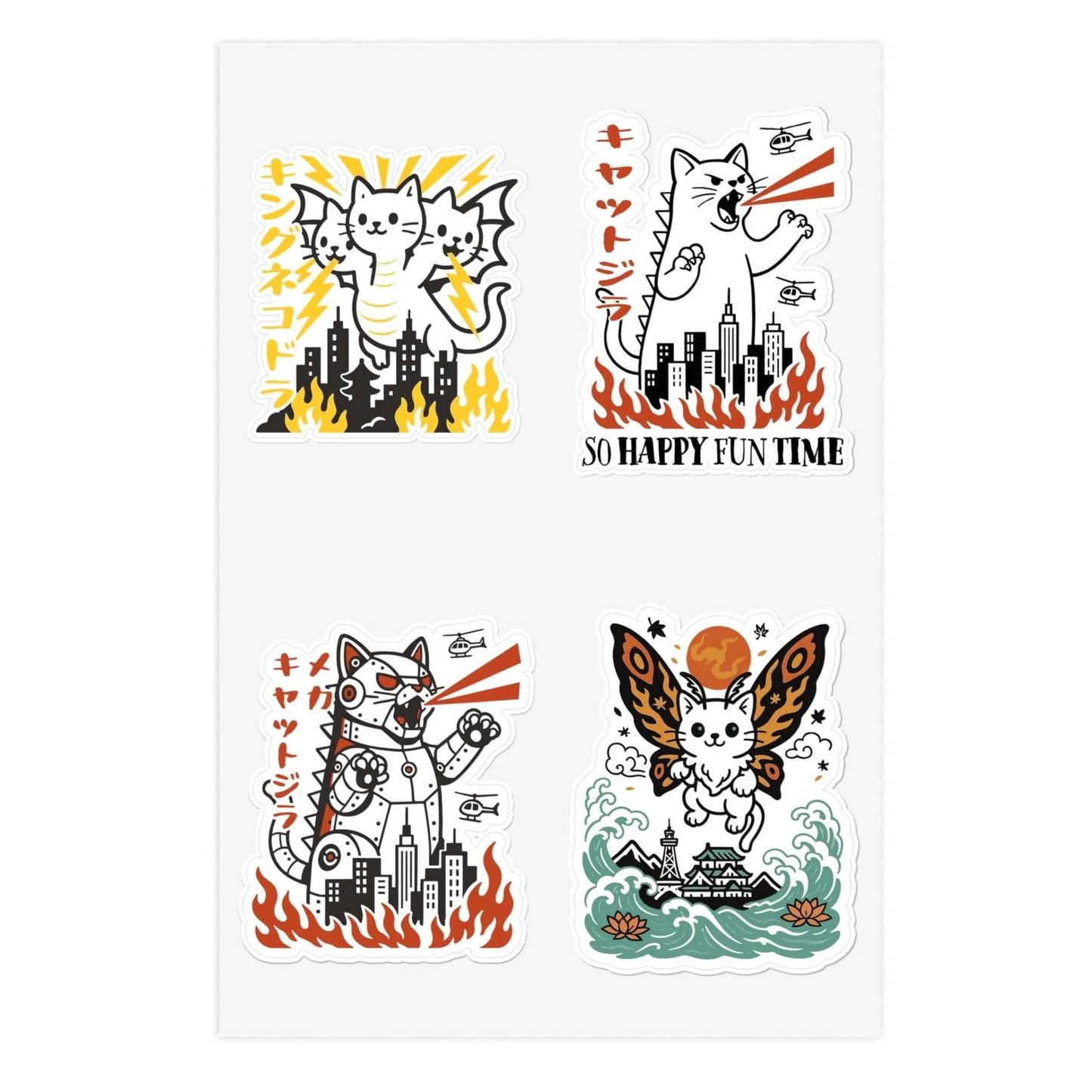 😼 Kyattojira & Friends — Exclusive Sticker Pack 6" × 4" / White / Die-Cut 41212235279373025449 Paper products
