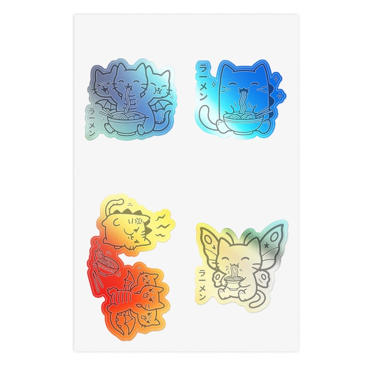 🍜 Kyattojira & Friends — Ramen Time Sticker Pack 1 6" × 4" / Holographic / Die-Cut 39990996828709721003 Paper products