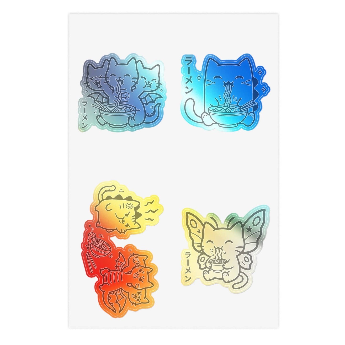 🍜 Kyattojira & Friends — Ramen Time Sticker Pack 1 6" × 4" / Holographic / Die-Cut 39990996828709721003 Paper products