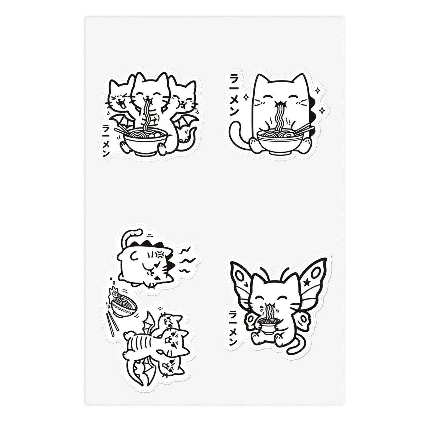 🍜 Kyattojira & Friends — Ramen Time Sticker Pack 1 6" × 4" / White / Die-Cut 32433457372459140494 Paper products