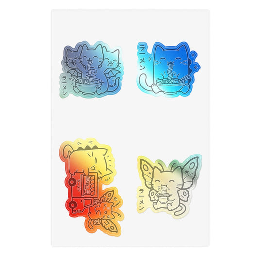 🍜 Kyattojira & Friends — Ramen Time Sticker Pack 2 6" × 4" / Holographic / Die-Cut 29755816083224685708 Paper products